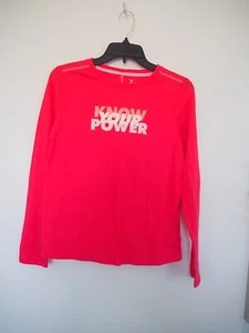 Xersion KNOW YOUR POWER Long Sleeve Quick Dry Activewear Pink Shirt XL 16 NEW - Picture 1 of 4