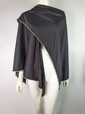 Xale vintage Beaujon Paris vidro preto strass envoltório vintage anos 80 formal - Imagem 1 de 4