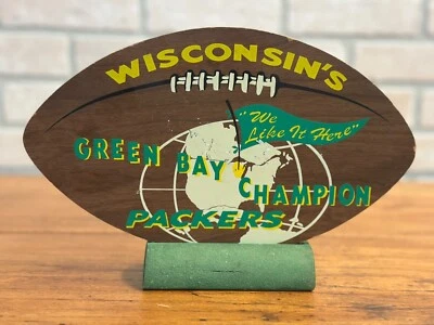 Letrero de madera de fútbol americano vintage de los Green Bay Packers Champions años 60 Foto 1 de 4