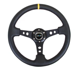 NRG (RST-006BK-Y) Reinforced Steering Wheel (350mm / 3in. Deep) Blk - Picture 1 of 1
