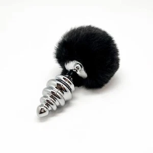 Plug anale in metallo maxi butt tappo big dilatatore grande indossabile con coda - Picture 1 of 4