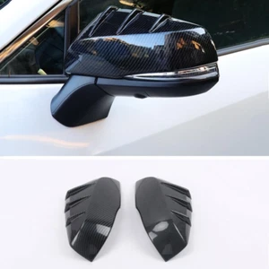 For Toyota Rav4 2019 - 2023 Carbon Fiber Black Side Door Mirror Cover Trim 2pcs - Picture 1 of 12