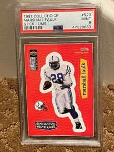 1997 Marshall Faulk Collectors Choice PSA 9 Colts Stick ums card POP 3 NO higher - Picture 1 of 1