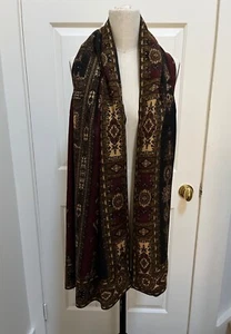 New Donna Karan Collection Burgundy Paisley Large Scarf Wrap Rare Made In Italy - Picture 1 of 7