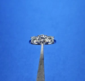 2 CT 3-Stone Round Cut Moissanite Ring 925 Sterling Silver GRA Certified Size 7 - Picture 1 of 7