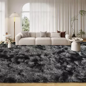 8X10 Fluffy Dark Grey Rugs for Living Room Bedroom, Soft Modern Indoor Fuzzy Sha - Picture 1 of 7