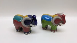 2 x Elephant The Fenix Raku Pottery Colorful Elephant Figurine South Africa - Picture 1 of 24