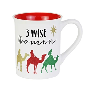 Enesco THREE WISE WOMEN Coffee Mug 16 Ounce by Our Name is Mud Glitter - Picture 1 of 3
