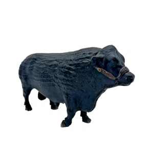 Vintage Breyer Walking Black Angus Bull #72 Full Rough Coat with Brown Halter - Picture 1 of 18