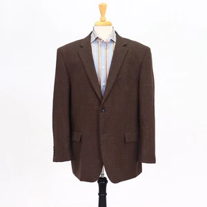 Pronto Uomo 48R Brown Sport Coat Blazer Jacket Check 2B Wool - Picture 1 of 11
