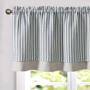 Linen Striped Valance for Windows 16 Inch Blackout Drapes for Small Window Farmh - Picture 1 of 12