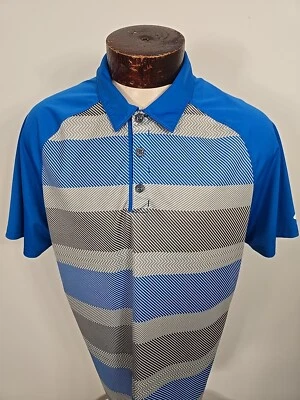 Polo de golf Oakley para hombre grande gris azul abstracto manga corta Foto 1 de 4