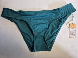 Women's Stitched Hipster Medium Coverage Bikini Bottom Kona Sol Teal Large 12/14 - Picture 1 of 6