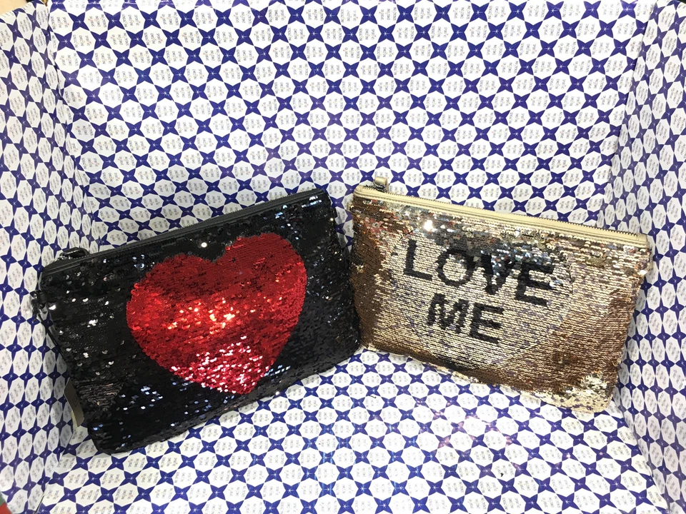 Borsa Pochette Le Pandorine Donna Illusion Love Kiss Paillette Oro / Nero DBA02 - Imagem 1 de 1