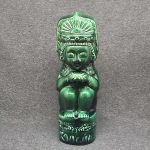 Vintage Kahlua Green Ceramic Tiki Idol Handmade Decanter Bottle 1930s K&B 11' - Picture 1 of 18