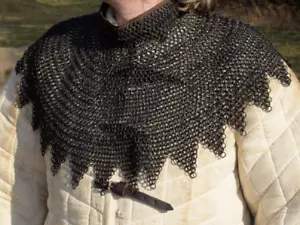 Medieval Chainmail Armor 9 mm Butted Aventail Knight Armour LARP - Picture 1 of 2