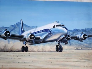 gouache Michel Schou DC6 Air France - Bild 1 von 1