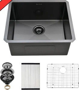Undermount Kitchen Sink 21 x 18 x 10 Inch Stainless Steel Black sinks 16 G Bowl - Picture 1 of 8