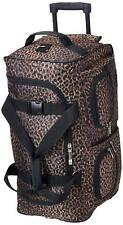 Rolling Wheel Tote Duffle Bag Travel Vacation Luggage Handle, 22" Brown Leopard