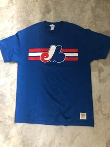 Vintage Montreal Expos Blue T Shirt Cooperstown Collection Bulletin New Large - Picture 1 of 4