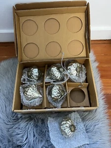 Restoration Hardware 6 Glass Onion Silver Mercury Christmas Tree Ornaments - Picture 1 of 5