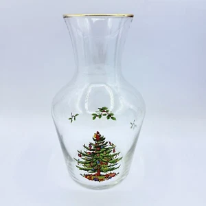 Spode Christmas Tree Santa Glass Juice Water Wine Carafe Pitcher Gold Rim 8" - Picture 1 of 3