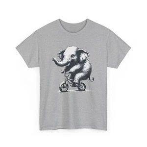 Cyclist T-Shirt | Biking Shirt | Elephant Riding BMX Bicycle T-shirt - Picture 1 of 10