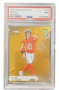 Bo Nix 2024 Panini Donruss Elite Rookies #175 Orange /399 PSA 9 Broncos (2) - Picture 1 of 2