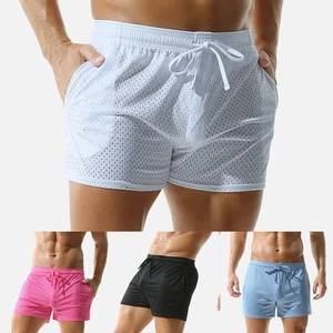 Boxer uomo in rete stile lingerie pantaloncini vita media slip mutande comode - Foto 1 di 27
