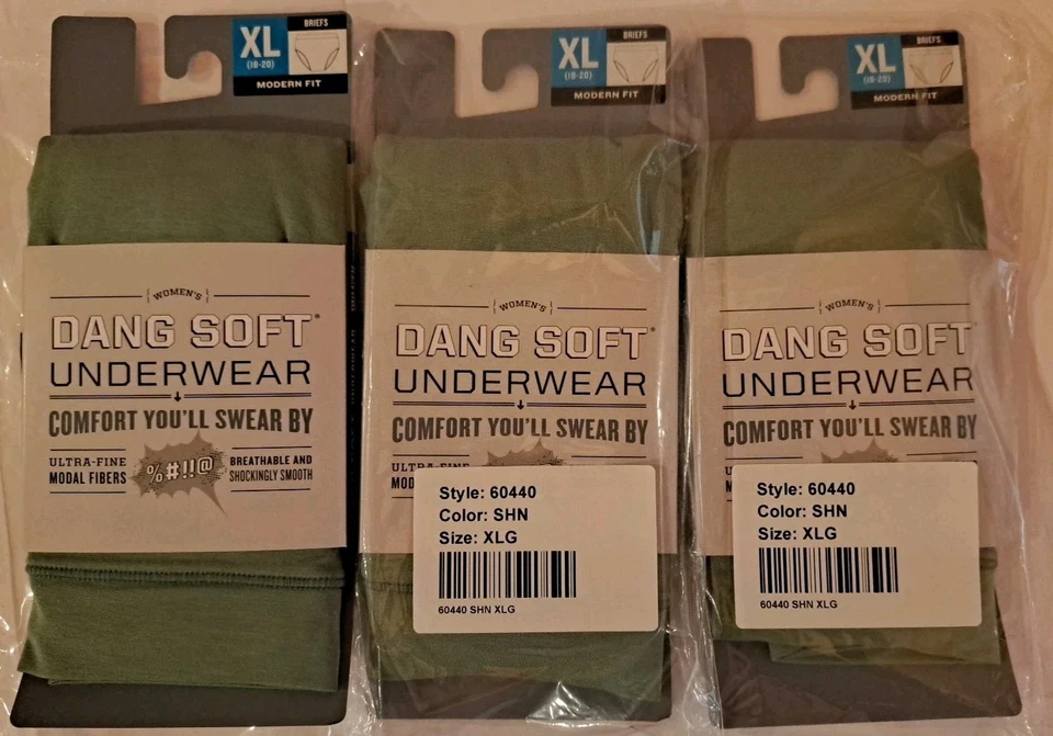 Lot 3 Duluth Trading Woman Dang Soft Modern Briefs Underwear XL (18-20 Green
