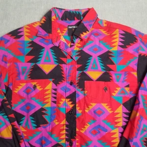 Vtg Frontier Series Western Shirt Aztec Southwestern 90s Rodeo USA MADE Sz M - Picture 1 of 10