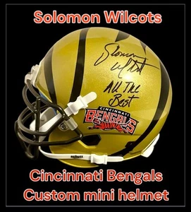 SOLOMON WILCOTS AUTOGRAPHED SIGNED CUSTOM CINCINNATI BENGALS MINI HELMET wAP/COA - Picture 1 of 7