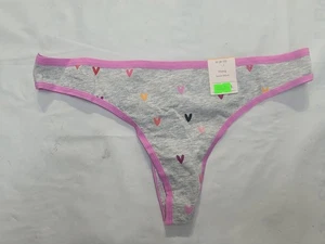 Perizoma donna cotone Auden cuori grigio/rosa taglia XS - Foto 1 di 3