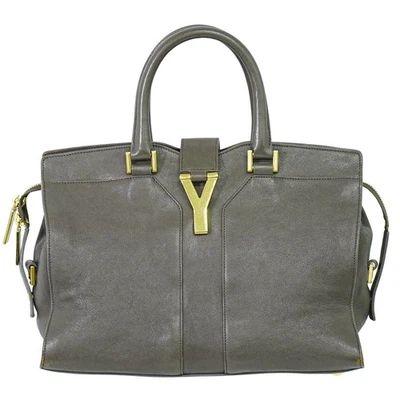 YVES SAINT LAURENT YSL Cabas Chyc 400666 Leather Handbag Gray Gold - Image 1 of 4