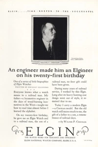 1925 Elgin Watch: Elgineer Walter Chrysler Vintage Print Ad - Picture 1 of 1