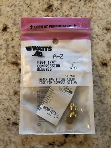 NEW! Watts Plumbing Products Fittings A-2 PB60 1/4 (3) COMPRESSION SLEEVE - Bild 1 von 2