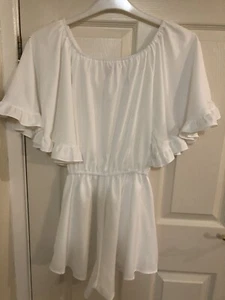 NEW with tags 34inch Ladies playsuit white pearl embelishment 17 inches underarm - Picture 1 of 10