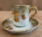 Germany tea cup & saucer vintage gold coffee mug Mark T Griffin floral flowers