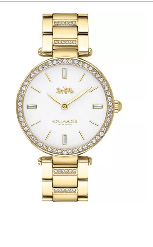 Orologio Coach Donna Park Bracciale Acciaio Inox Tono Oro 34mm Nuovo senza etichette!