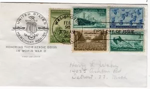 WWll FDC Militär sc 939 + Marine, Marine, Armee, Küstenwache, Handelsmarine - Bild 1 von 1