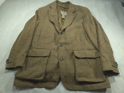 Vintage LL Bean Coat Mens Large Brown Jacket Parka Quilt Check Thinsulate Lined - Image 1 of 4