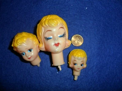 3 cabezas de dama estilo celuloide vintage años 60 Foto 1 de 2