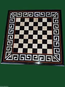 18" Schwarz Marmor Schachtisch Halbedelstein Intarsien Kunst Handarbeit Wohndeko - Bild 1 von 1