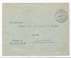 SUIZA, 1918, UN CORREO DE CAMPO TEMPRANO, UNIDAD DE COMANDO, PARA CORRER, RECIBIR PMK - Imagen 1 de 2