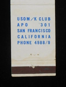 1950s? United States Overseas Mission to Korea Club Seoul South Korea Matchbook - Picture 1 of 1