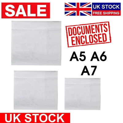DOCUMENTS ENCLOSED WALLETS ENVELOPES SELF ADHESIVE A7 A6 A5 SIZE PLAIN & PRINTED - Image 1 of 4
