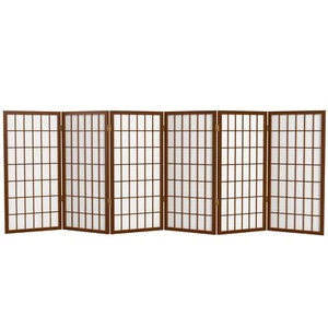 3 ft. Short Window Pane Shoji Screen - Walnut - 6 Panels 6 Panel - Picture 1 of 7