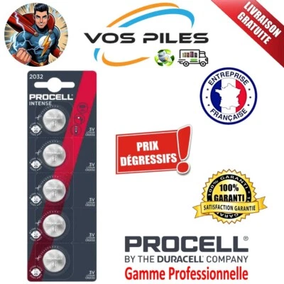 DURACELL Pile bouton CR2032 DL2032 BR2032 ECR2032 Lithium 3V 260 mAh Procell Intense