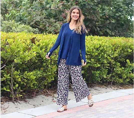 Cárdigan Cuddl Duds Flexwear Botón Frontal Pequeño Azul Marino A350547 Foto 1 de 4