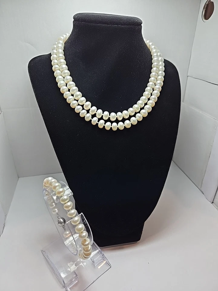Collar de perlas blancas broche magnético delicado pequeño sofisticado clásico Foto 1 de 4